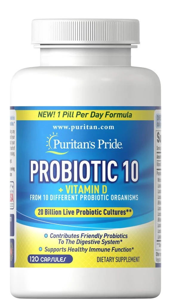 商品Puritan's Pride|Probiotic 10 with Vitamin D 120 Capsules,价格¥492-¥983,第5张图片详细描述