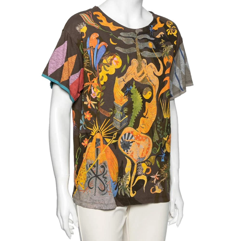 商品[二手商品] Dior|Dior Brown Printed Cotton Short Sleeve T-Shirt M,价格¥5861,第2张图片详细描述