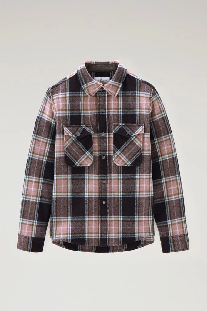 商品Woolrich|Alaskan Check Overshirt in Recycled Italian Wool Blend - Men - Beige,价格¥1588,第1张图片