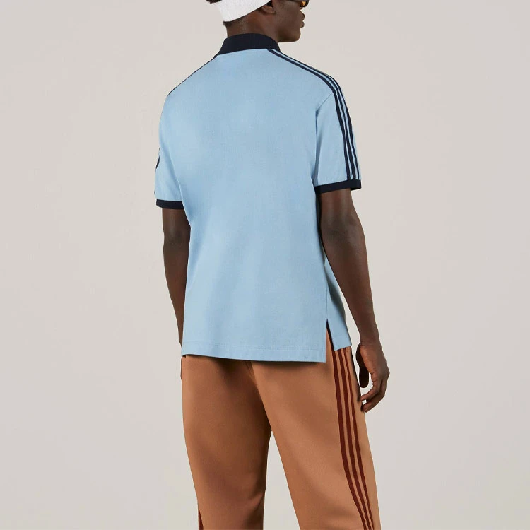 商品[国内直发] Gucci|古驰 x adidas originals SS23 条纹Logo印花套头短袖Polo衫 男款 蓝色,价格¥3404,第6张图片详细描述