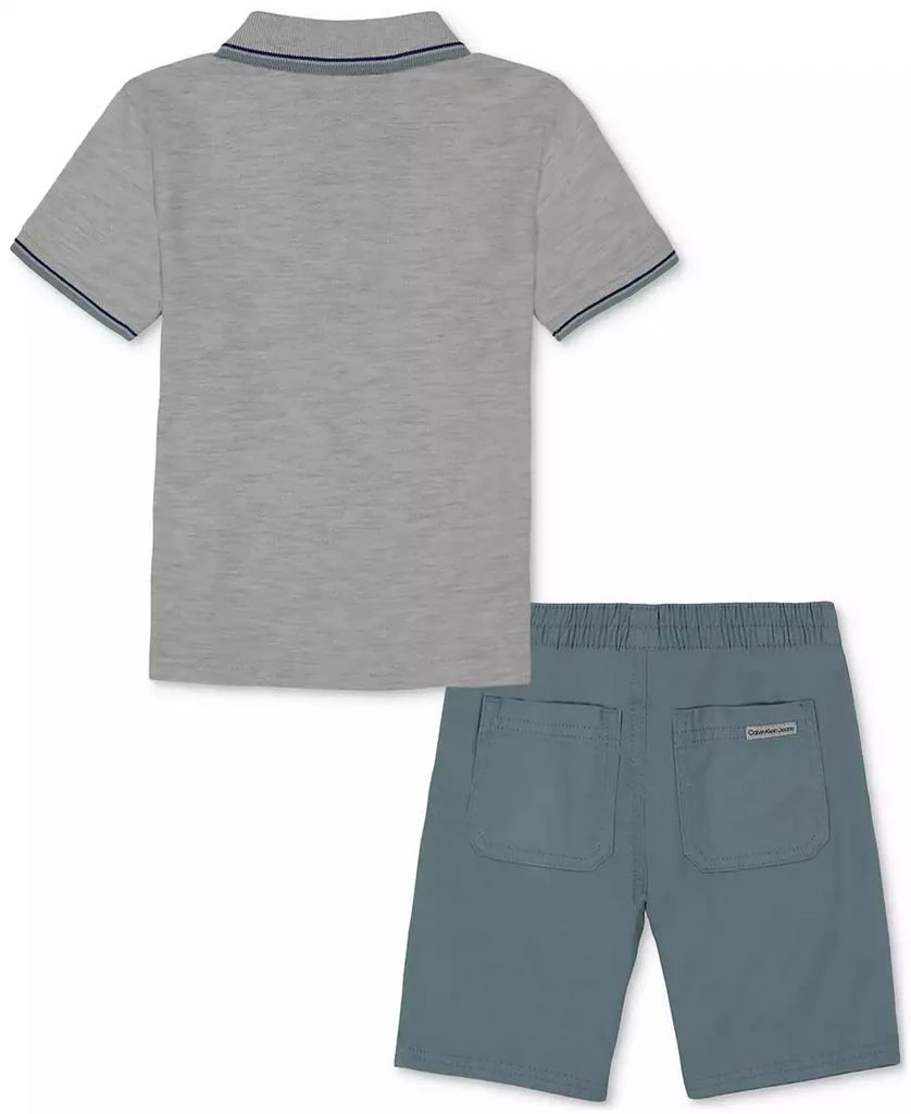 商品Calvin Klein|Toddler Boys Heather Pique Polo Shirt and Twill Shorts,价格¥114,第2张图片详细描述