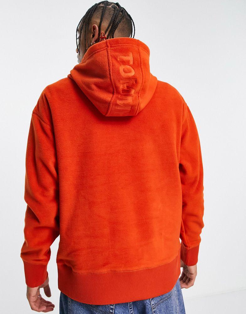 Tommy Jeans funnel neck polar fleece hoodie relaxed fit in orange商品第2张图片规格展示