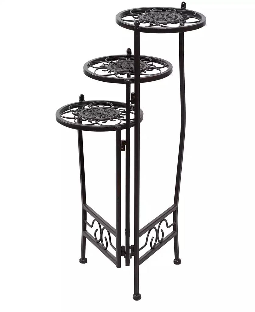 商品Rosemary Lane|Brown Metal Indoor Outdoor 3 Tier Floral Plant Stand,价格¥525,第5张图片详细描述