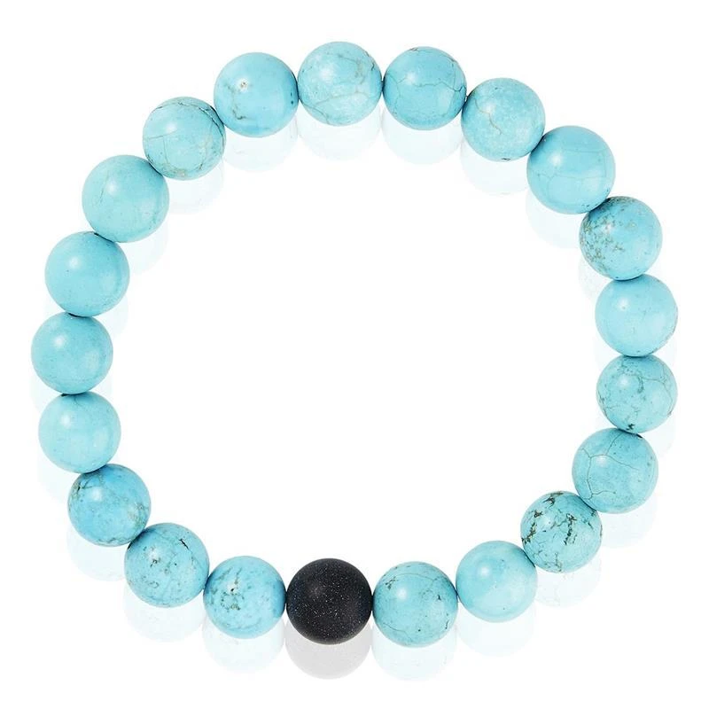 商品Crucible Jewelry|Crucible Los Angeles Polished Turquoise and Black Matte Onyx 10mm Natural Stone Bead Stretch Bracelet,价格¥197,第3张图片详细描述