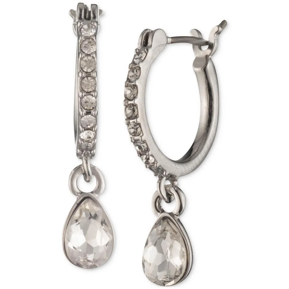 商品Givenchy|Silver-Tone Pear-Shape Crystal Charm Pavé Huggie Hoop Earrings,价格¥133,第1张图片