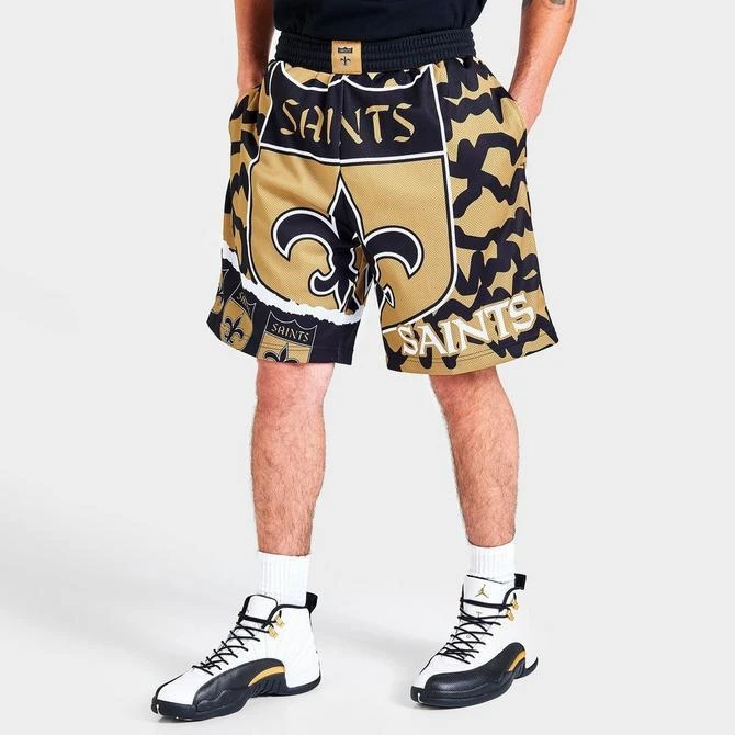 商品Mitchell and Ness|Men's Mitchell & Ness New Orleans Saints NFL Jumbotron 2.0 All-Over Print Shorts,价格¥411,第3张图片详细描述