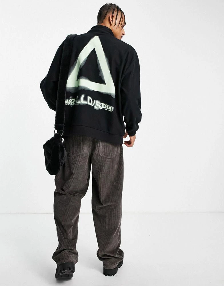 商品ASOS|ASOS Unrvlld Spply oversized zip through fleece jacket with large logo back print in black,价格¥195,第3张图片详细描述