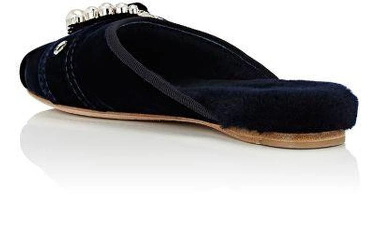 商品Miu Miu|Embellished-Buckle Velvet Slippers,价格¥2372,第3张图片详细描述