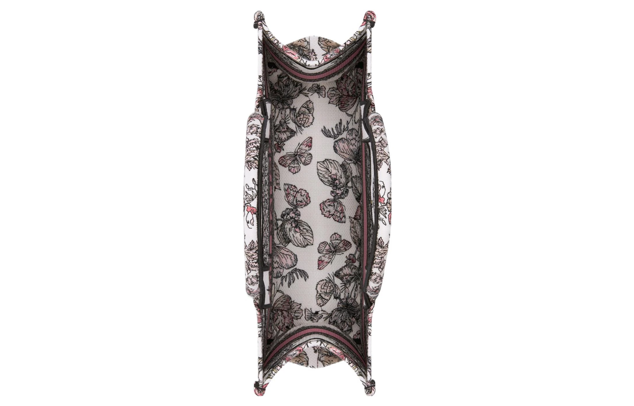 商品[国内直发] Dior|迪奥 Book Tote Butterfly Around The World 图案 刺绣 托特包Tote包购物袋手提包 中号 女款 白色拼淡粉色,价格¥22853,第5张图片详细描述
