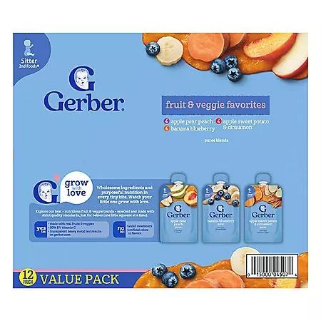 商品Gerber|婴儿无转基因辅食(3.5 oz., 12袋),价格¥151,第4张图片详细描述