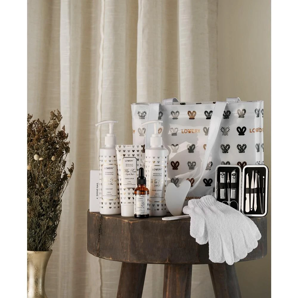 商品Lovery|Body Care Gift Set, White Rose Hand Creams Kit, Home Spa Self Care with Tote Bag, 20 Piece,价格¥566,第4张图片详细描述