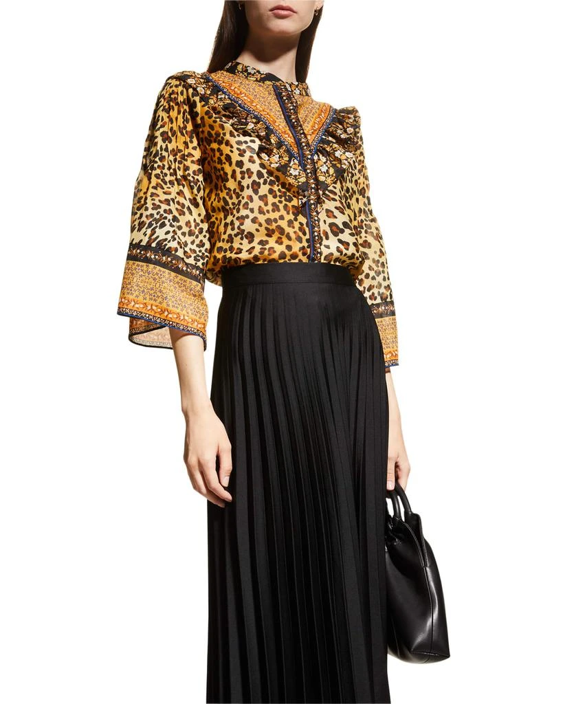 商品Kobi Halperin|Charli Leopard-Print Ruffle-Trim Blouse,价格¥1030,第1张图片