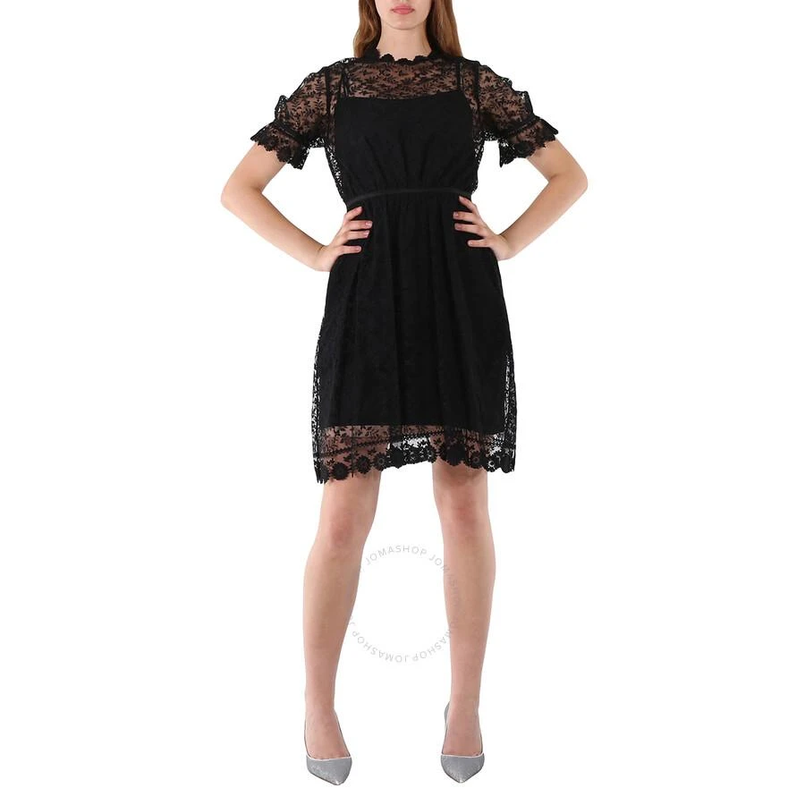 商品Burberry|Ladies Black Floral Embroidered Tulle Lace Dress,价格¥6493,第1张图片