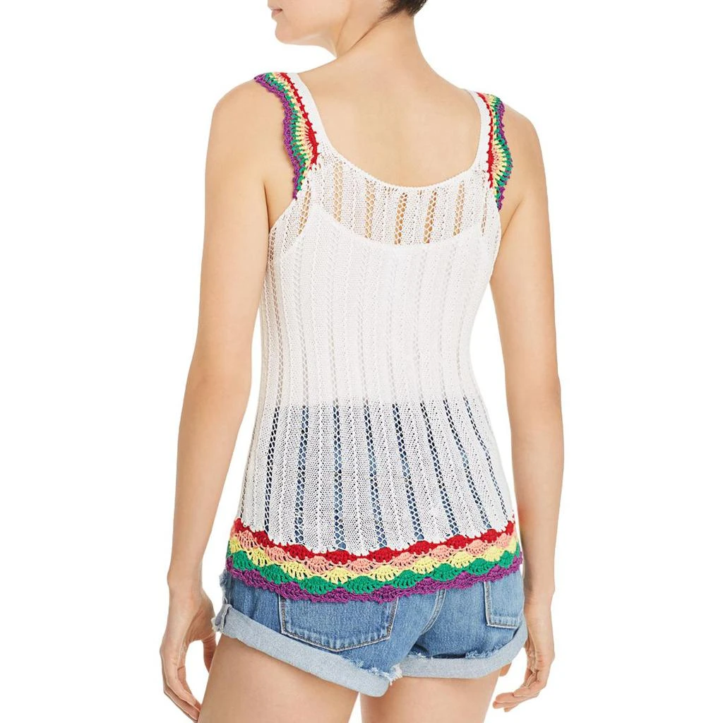 商品AQUA|Aqua Womens Open Stitch Rainbow Trim Tank Top,价格¥70,第2张图片详细描述