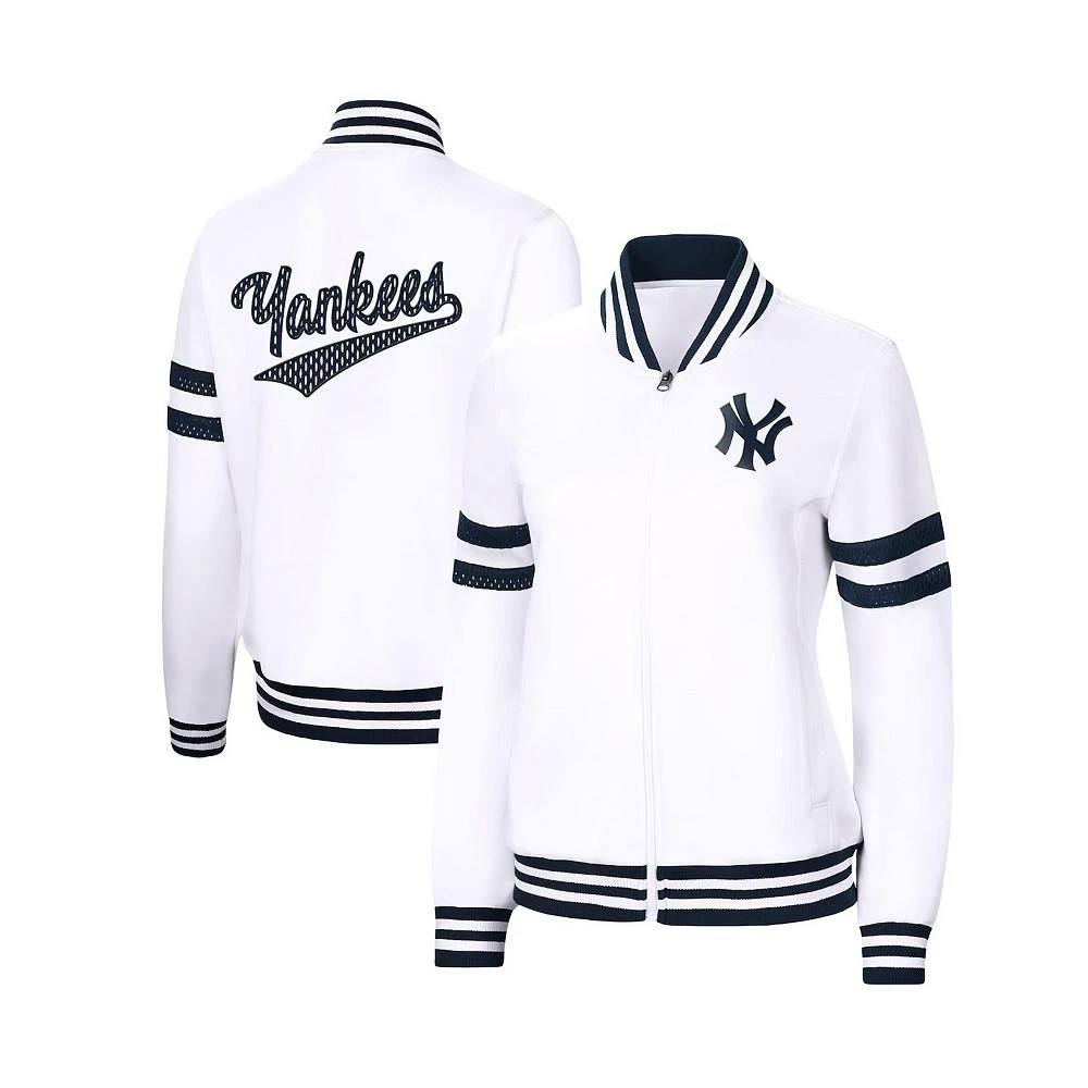 商品G-III 4Her by Carl Banks|Women's White New York Yankees Pre-Game Full-Zip Track Jacket,价格¥558,第1张图片