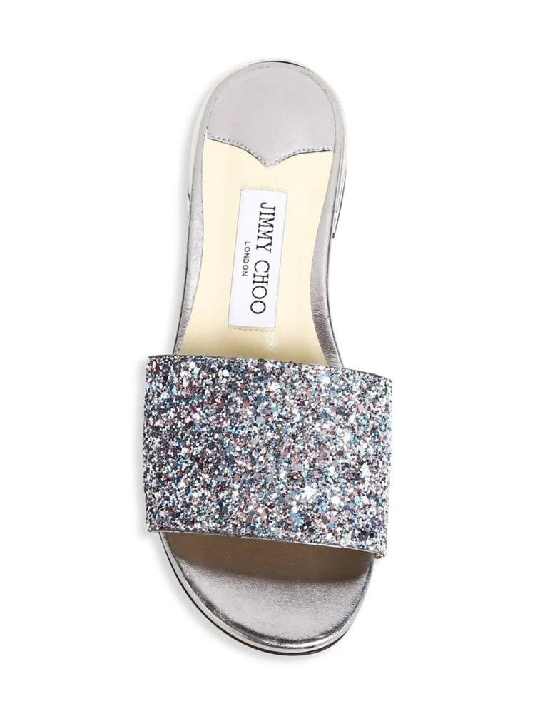 商品Jimmy Choo|Joni Glitter-Embossed Leather Slides,价格¥1574,第5张图片详细描述