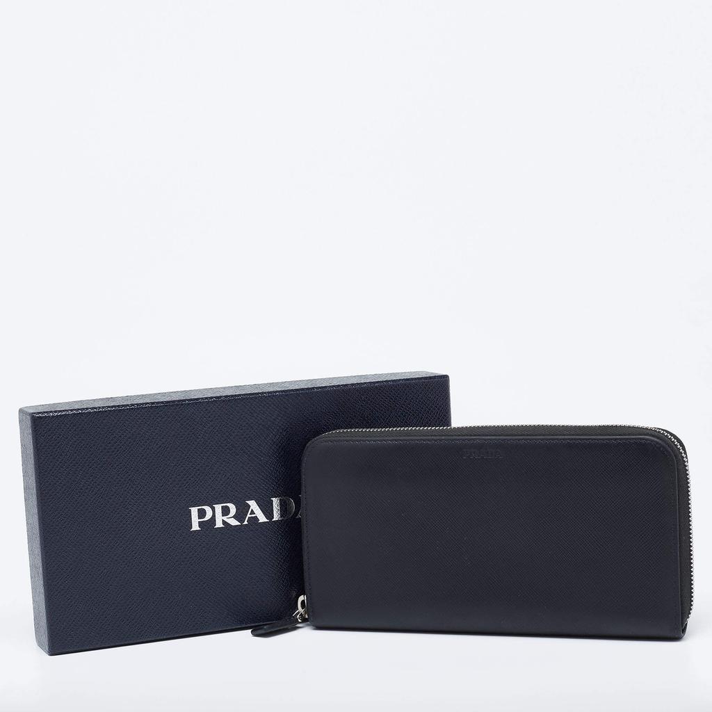 Prada Black Saffiano Leather Travel Zip Around Wallet商品第8张图片规格展示