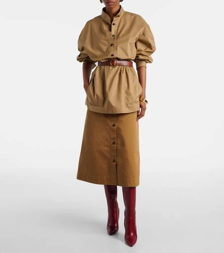 商品Yves Saint Laurent|束带棉质哔叽面料罩衫裙,价格¥17211,第2张图片详细描述