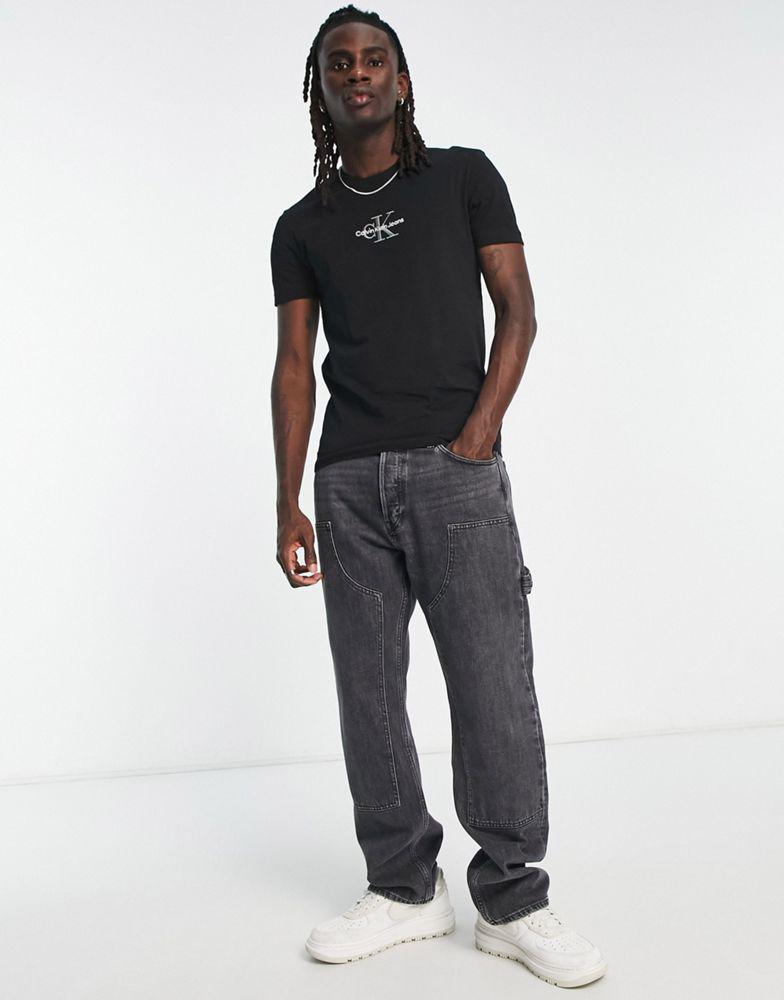 Calvin Klein Jeans small monologo t-shirt in black商品第3张图片规格展示