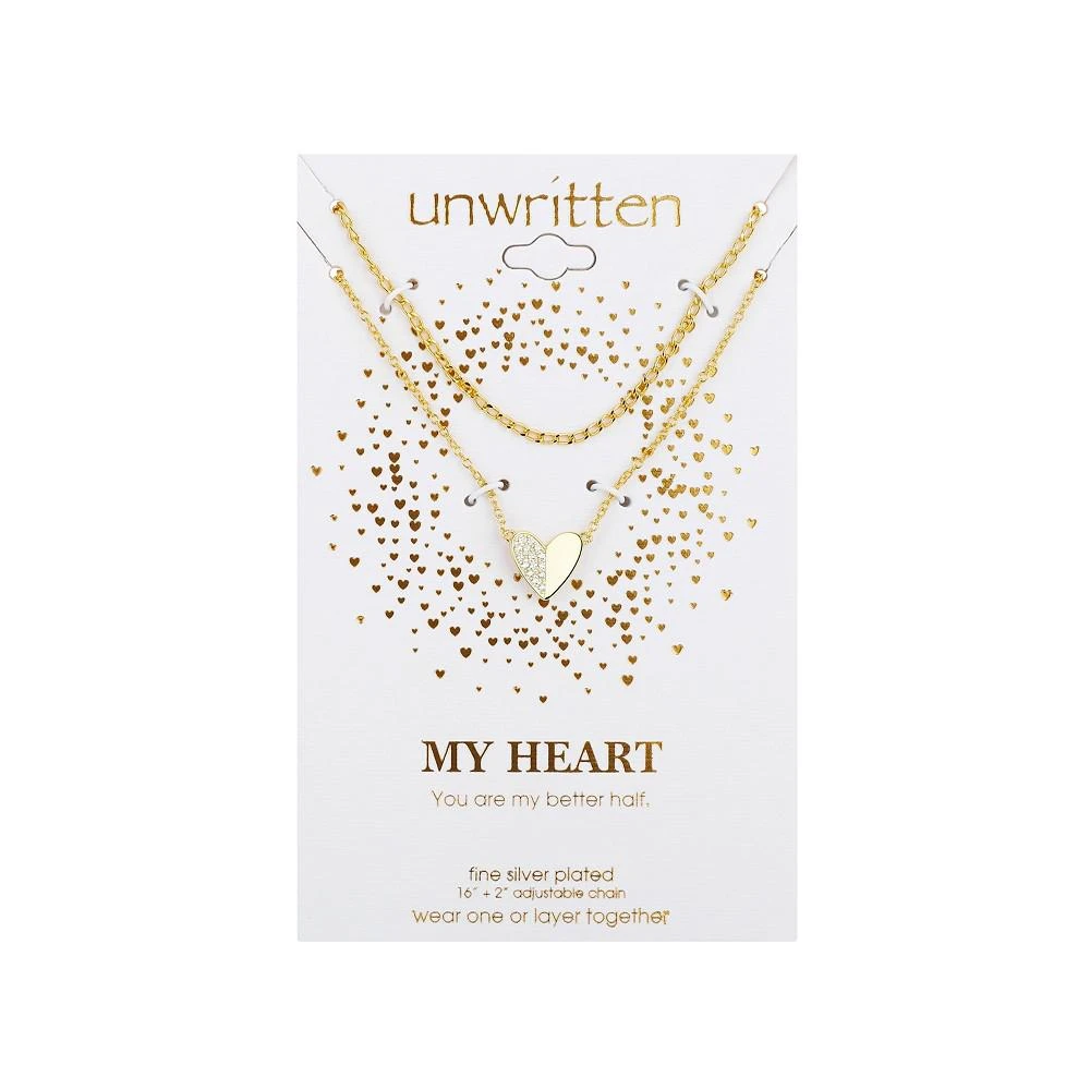 商品Unwritten|Gold Flash Plated Crystal Heart Layered Pendant Necklace,价格¥338,第2张图片详细描述