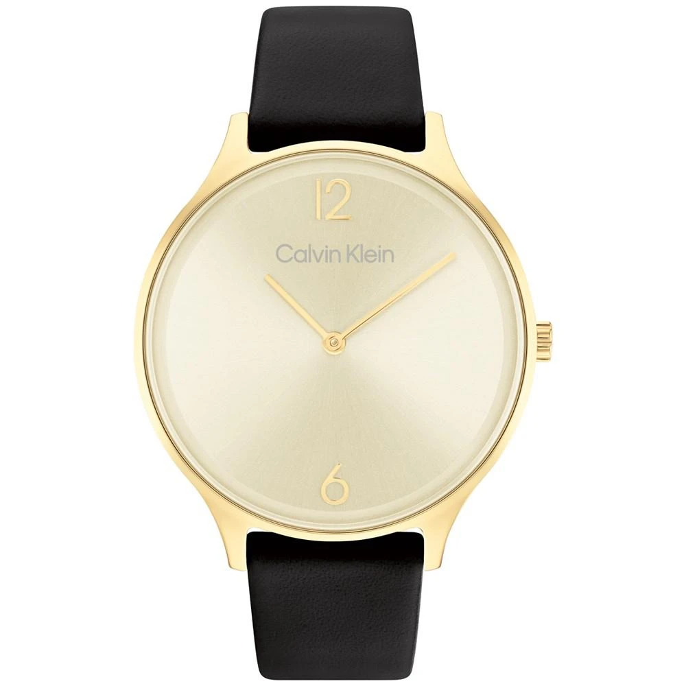 商品Calvin Klein|Black Leather Strap Watch 38mm,价格¥976,第1张图片