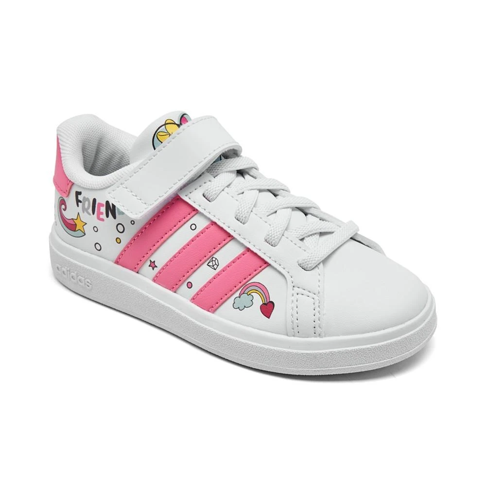 商品Adidas|Little Girls Disney Minnie Mouse Grand Court Casual Elastic Lace Sneakers from Finish Line,价格¥299,第1张图片