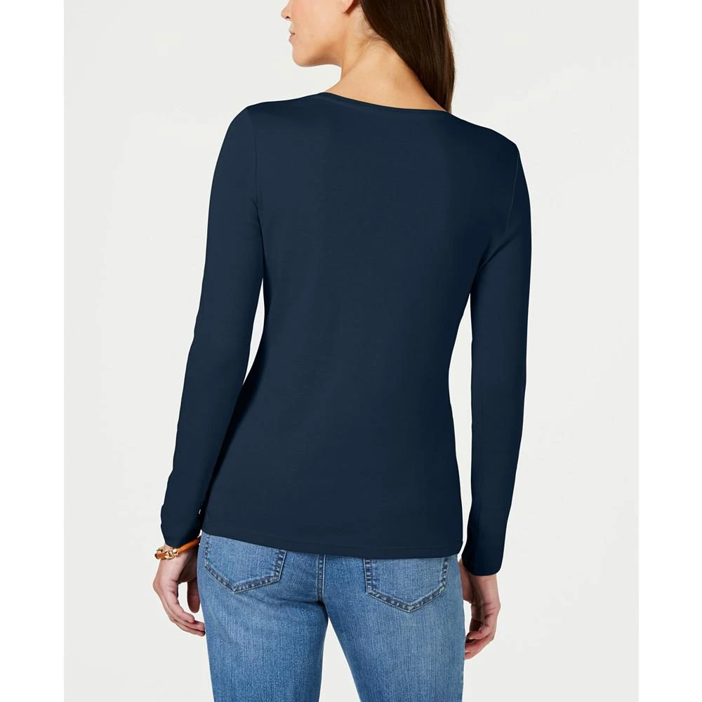 商品Charter Club|Women's Pima Cotton Long-Sleeve Top, Created for Macy's,价格¥55,第2张图片详细描述