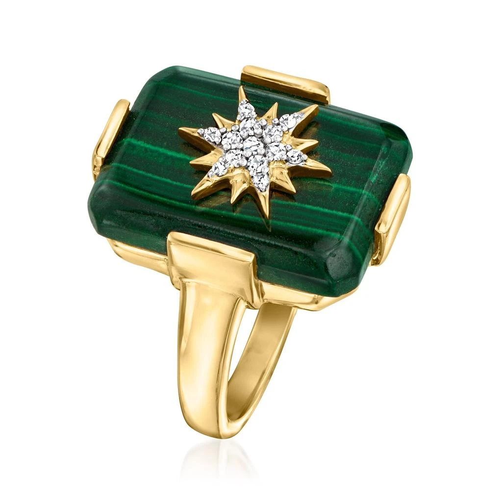 商品Ross-Simons|Malachite and . White Zircon Starburst Ring in 18kt Gold Over Sterling,价格¥796,第3张图片详细描述