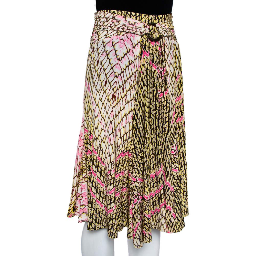 Just Cavalli Multicolor Printed Jersey Ruched Waist Detail Flared Skirt M商品第2张图片规格展示
