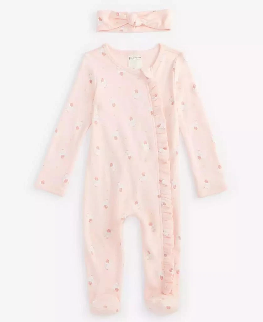 商品First Impressions|Baby Girls Tiny Dancer Cotton Footed Coverall & Headband, 2 Piece Set, Created for Macy's,价格¥78,第2张图片详细描述