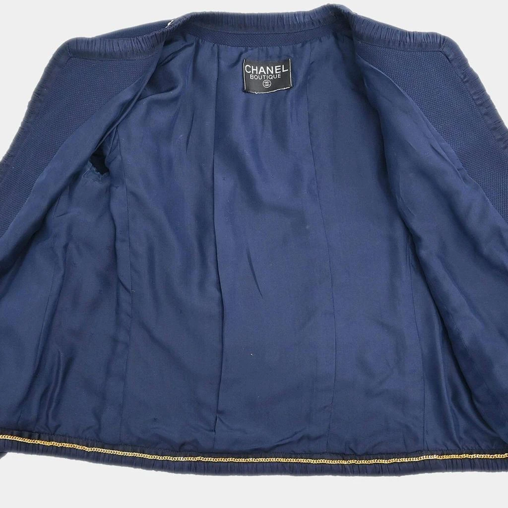 商品[二手商品] Chanel|Chanel Navy Blue Collarless Jacket Skirt Suit Set Size 38,价格¥14740,第3张图片详细描述