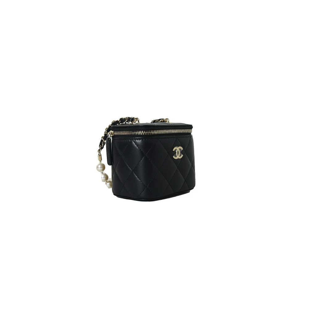 商品Chanel|Chanel Mini Vanity Lambskin Bag With Pearl Chain Black Gold,价格¥31507,第2张图片详细描述