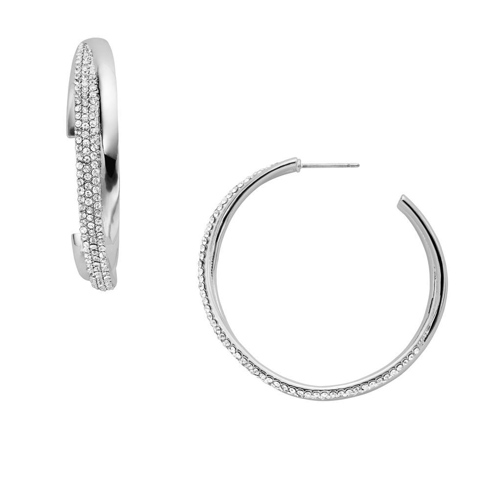 商品Fossil|Fossil Women's Silver Brass Hoop Earring,价格¥150,第1张图片