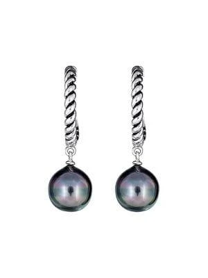 商品BELPEARL|Oceana 925 Sterling Silver & 10MM Tahitian Cultured Pearl Drop Earrings,价格¥702,第1张图片