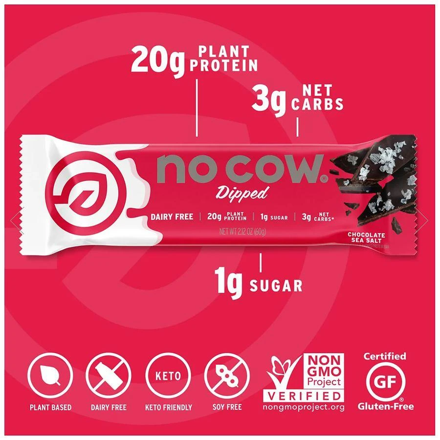 商品No Cow|Dipped Protein Bar Chocolate Sea Salt,价格¥25,第4张图片详细描述