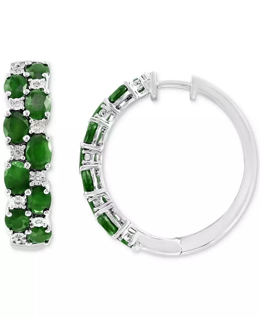 商品Effy|EFFY® Emerald & Diamond Small Earrings in Sterling Silver (Also available in Sapphire and Ruby),价格¥1215,第1张图片