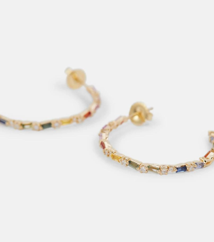 商品Suzanne Kalan|Fireworks 18kt gold hoop earrings with sapphires and diamonds,价格¥34945,第4张图片详细描述