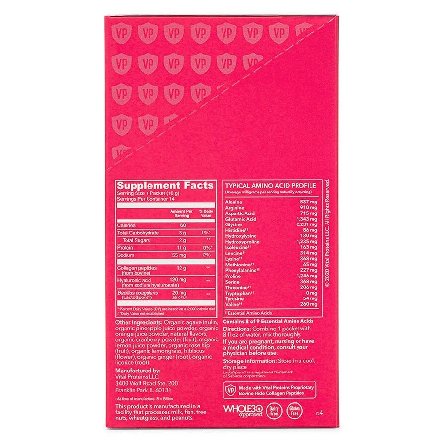 商品Vital Proteins|Beauty Collagen Tropical Hibiscus Packet,价格¥25,第3张图片详细描述