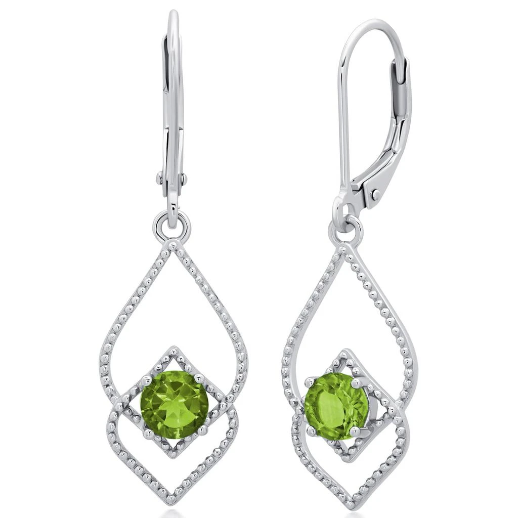 Sterling Silver Genuine or Created 5mm Gemstone Dangle Leverback Earrings 商品