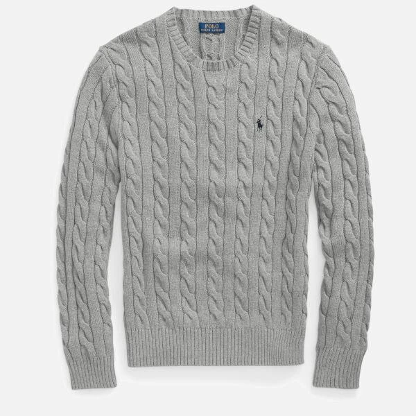 商品Ralph Lauren|Polo Ralph Lauren Men's Cable Knit Cotton Jumper - Fawn Grey Heather,价格¥887,第1张图片详细描述