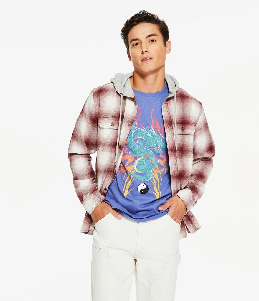 商品Aeropostale|Aeropostale Men's Long Sleeve Plaid Flannel Hooded Button-Down Shirt,价格¥120,第1张图片