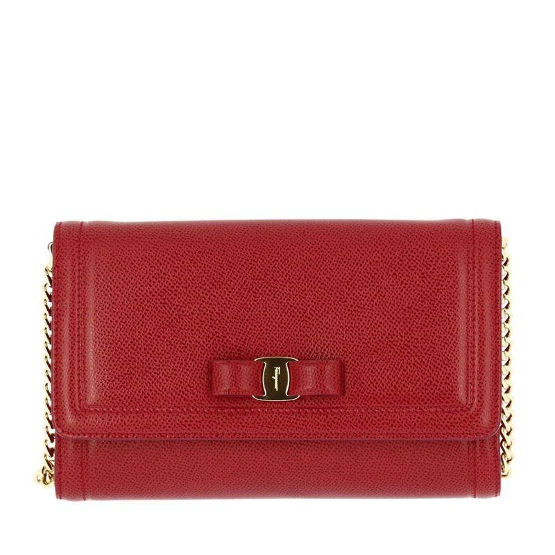 商品Salvatore Ferragamo|香港直邮SALVATOREFERRAGAMO菲拉格慕女士红色蝴蝶结斜挎包675578,价格¥6849,第1张图片