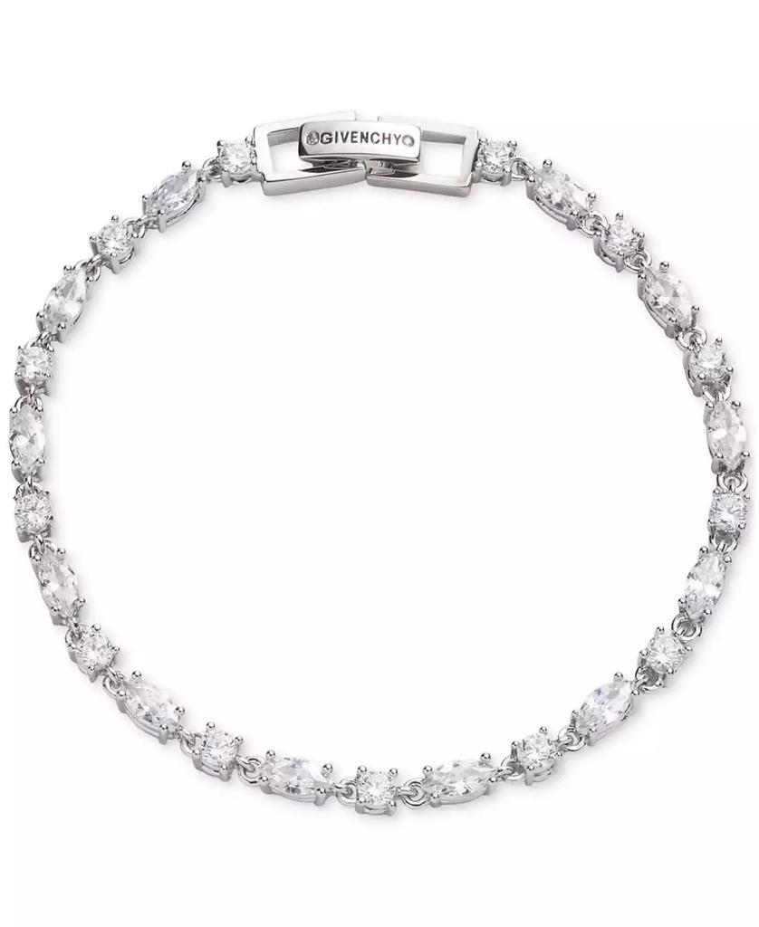 Silver-Tone Round Marquise-Cut Cubic Zirconia Tennis Bracelet