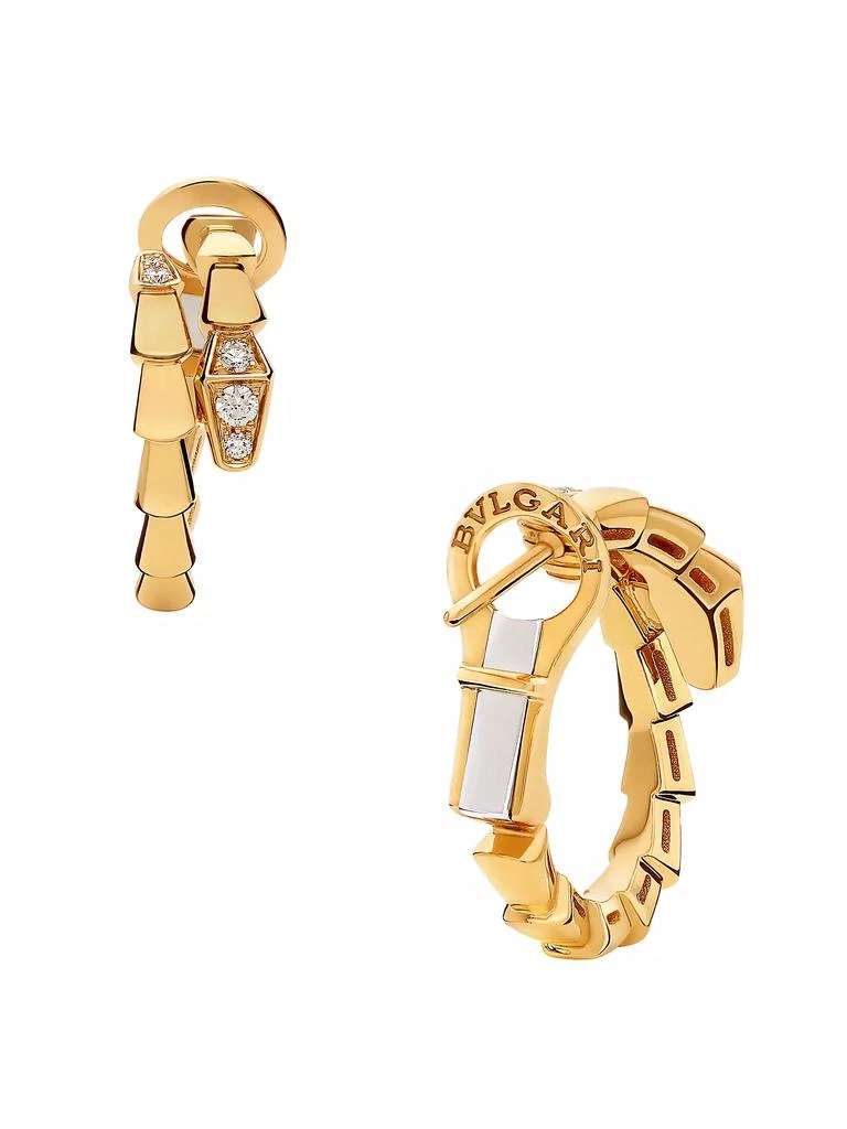 商品BVLGARI|Serpenti Viper 18K Yellow Gold & 0.18 TCW Diamond Hoop Earrings,价格¥37495,第4张图片详细描述