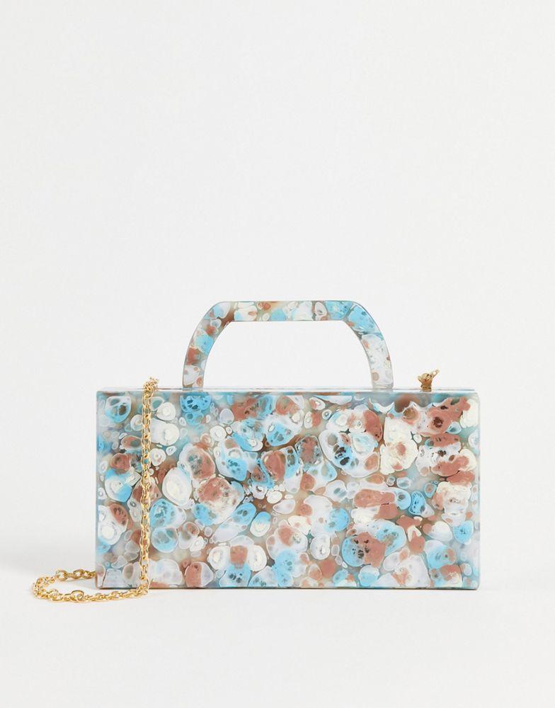 ASOS DESIGN resin clutch bag in multi smudge print商品第1张图片规格展示