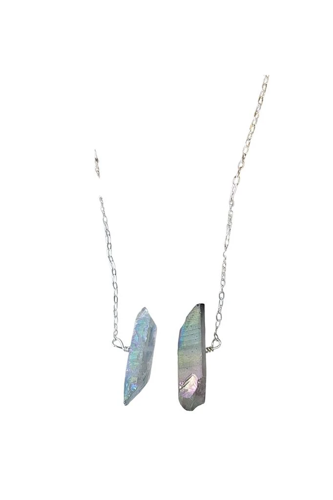 商品A Blonde and Her Bag Jewelry|Three Raw Quartz Crystal Pendant Necklace with Mystic Grey and Rainbow Quartz in Silver,价格¥210,第1张图片