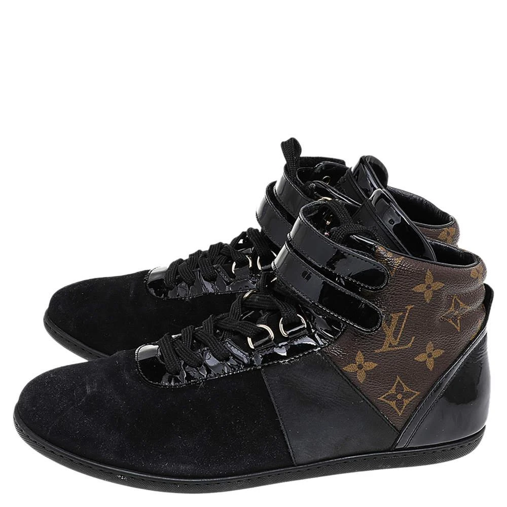 商品[二手商品] Louis Vuitton|Louis Vuitton Black/Brown Suede And Monogram Canvas Move Up High Top Sneakers Size 39,价格¥3350,第4张图片详细描述