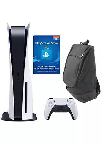 商品SONY|PlayStation 5 Console with $25 PSN Card and Carry Bag(PS5 Disc Version),价格¥6692,第1张图片