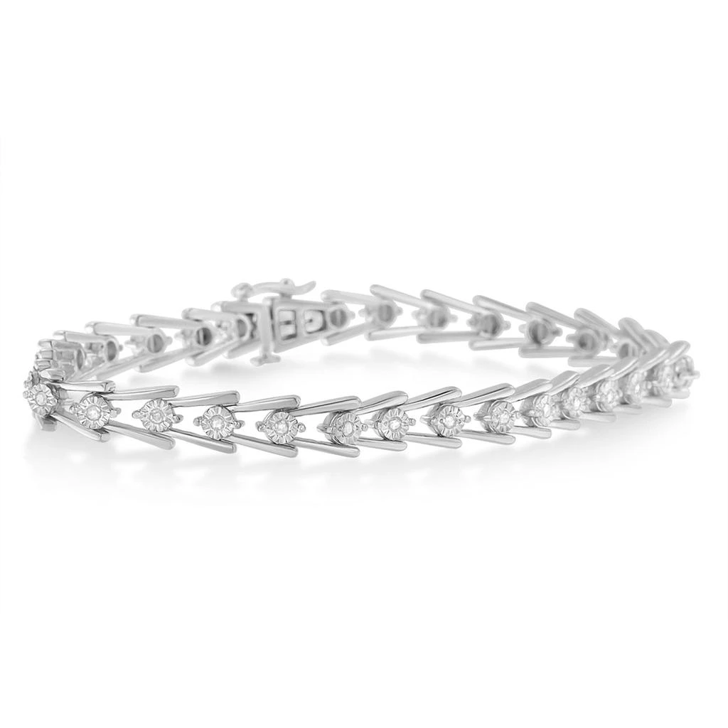 商品Haus of Brilliance|Sterling Silver Diamond Wave-Style Link Bracelet,价格¥2486,第3张图片详细描述