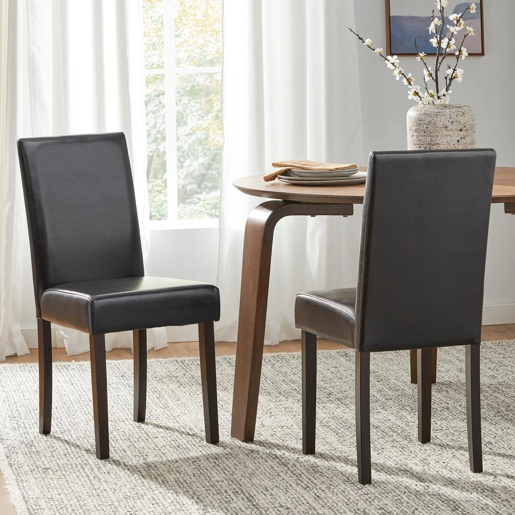 商品Streamdale Furniture|Streamdale Sleek Bonded Leather Dining Chairs with Dark Stained Legs (Set of 2),价格¥1481,第5张图片详细描述